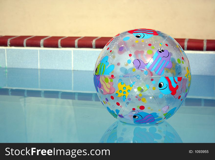 Beach ball in a pool