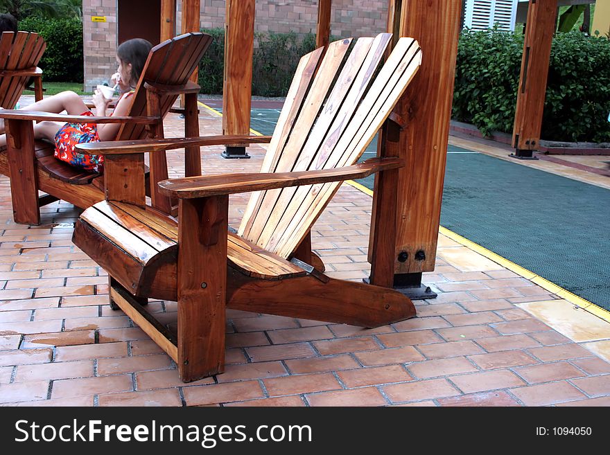 Wooden chairs outside in a resort. Wooden chairs outside in a resort