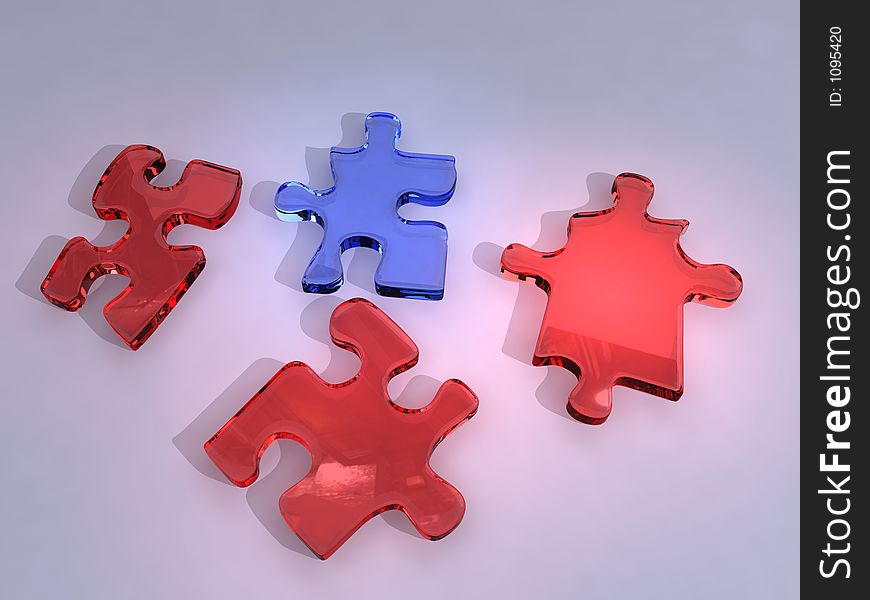 3d rendered glas puzzle parts. 3d rendered glas puzzle parts