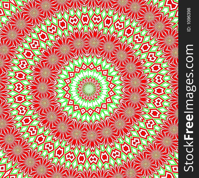 Computer generated Kaleidescope of Christmas colors. Computer generated Kaleidescope of Christmas colors