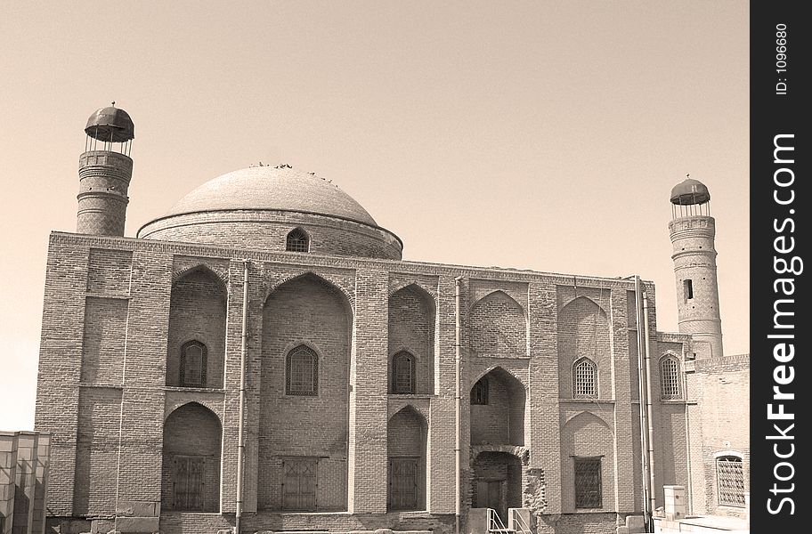 Persian ancient mosque in sepia tone. Persian ancient mosque in sepia tone