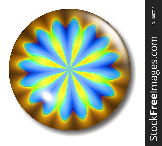 Blue Yellow Brown Flower Button