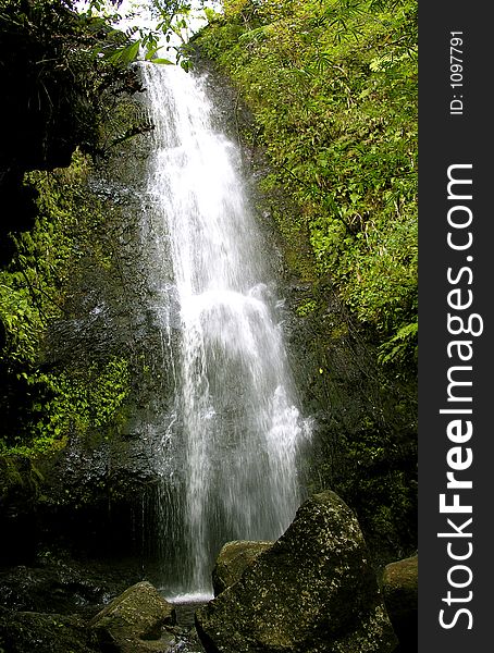 Tropical waterfall in Hawaii