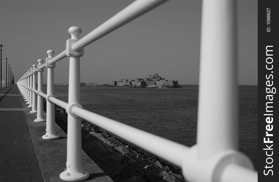 Castle View In Monochrome