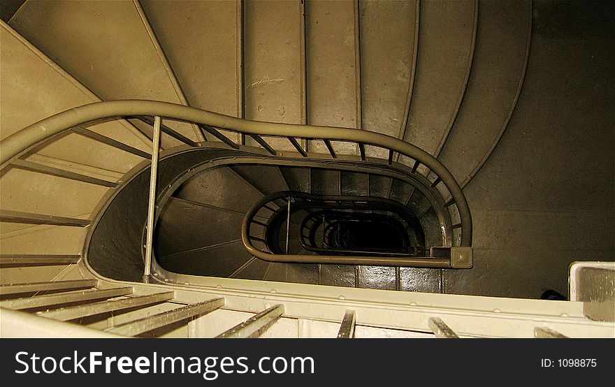 A spiral staicase in building in Manhattan. A spiral staicase in building in Manhattan