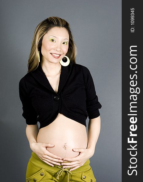 Japanese woman seven months pregnant