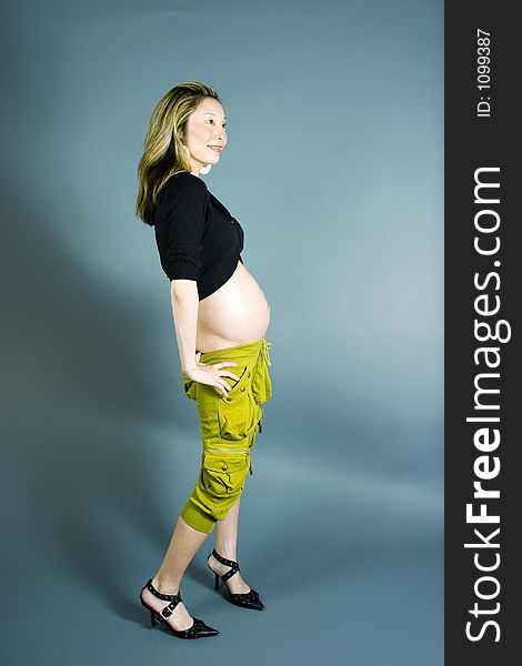 Japanese woman seven months pregnant