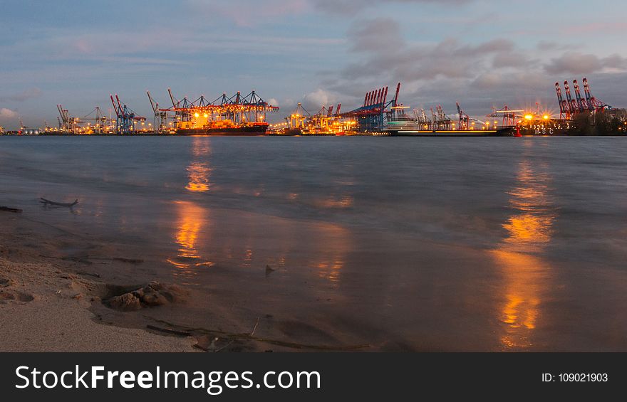 Waterway, Sea, Port, Container Ship