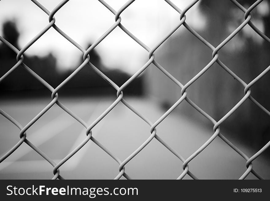 Black, Black And White, Wire Fencing, Monochrome Photography