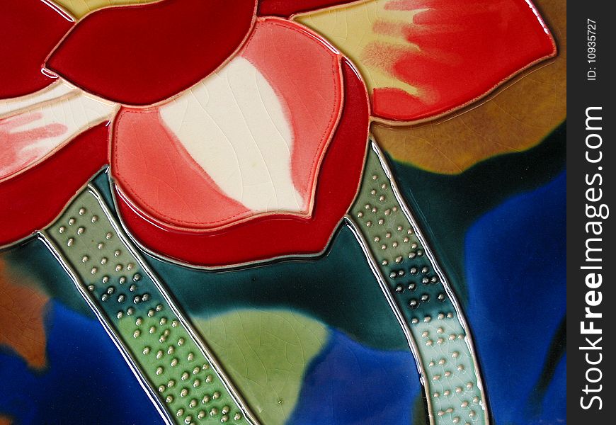 A close-up for ceramic glazed painting