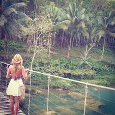 The Girl Is Standing On A Caribbean Island. Carenero, Bocas Del Toro, Panama Stock Images The Girl Is Standing On A Caribbean Island. Carenero, Bocas Del Toro, Panama Stock Images
