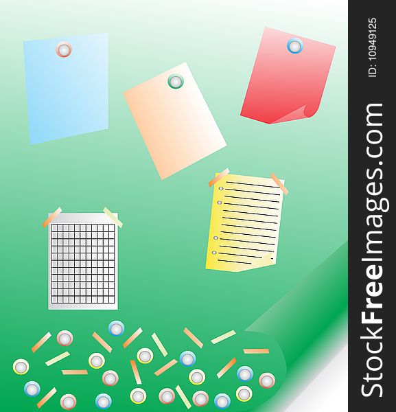 Note paper illustration on green background