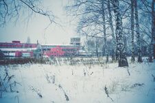 Old Factory In The Winter Retro Royalty Free Stock Images Old Factory In The Winter Retro Royalty Free Stock Images