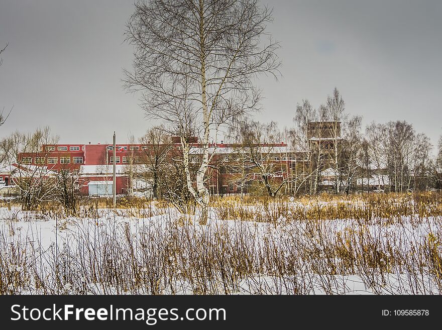 Old factory in the winter