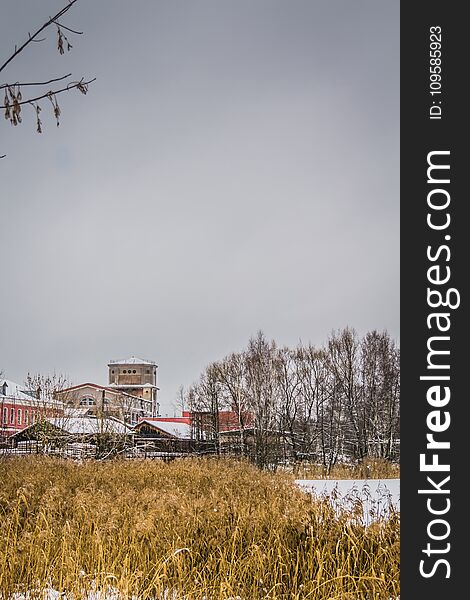 Old factory in the winter