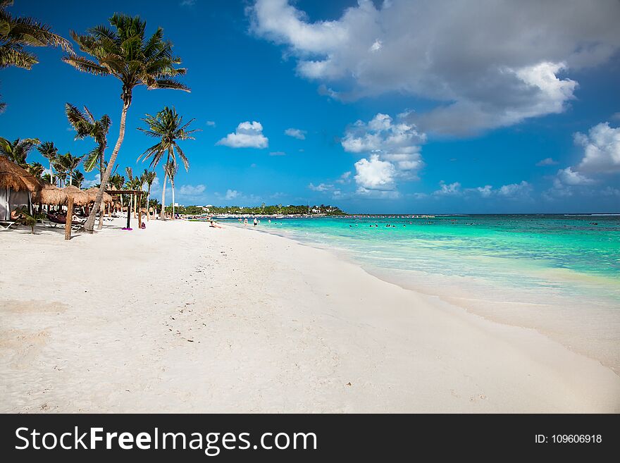 Beautiful White Sand Beach In Akumal, Mexico.