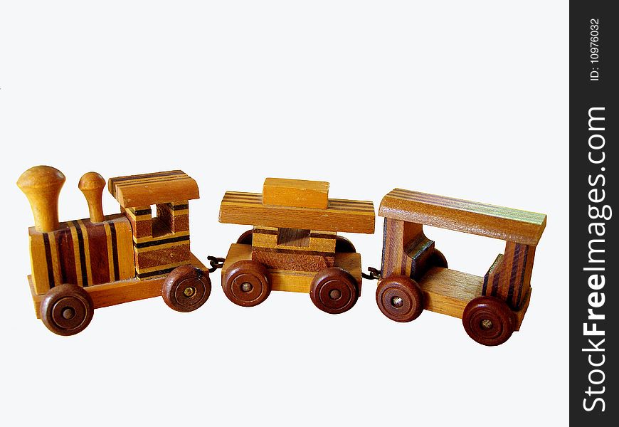 Old Wooden Train On White Background. Old Wooden Train On White Background.