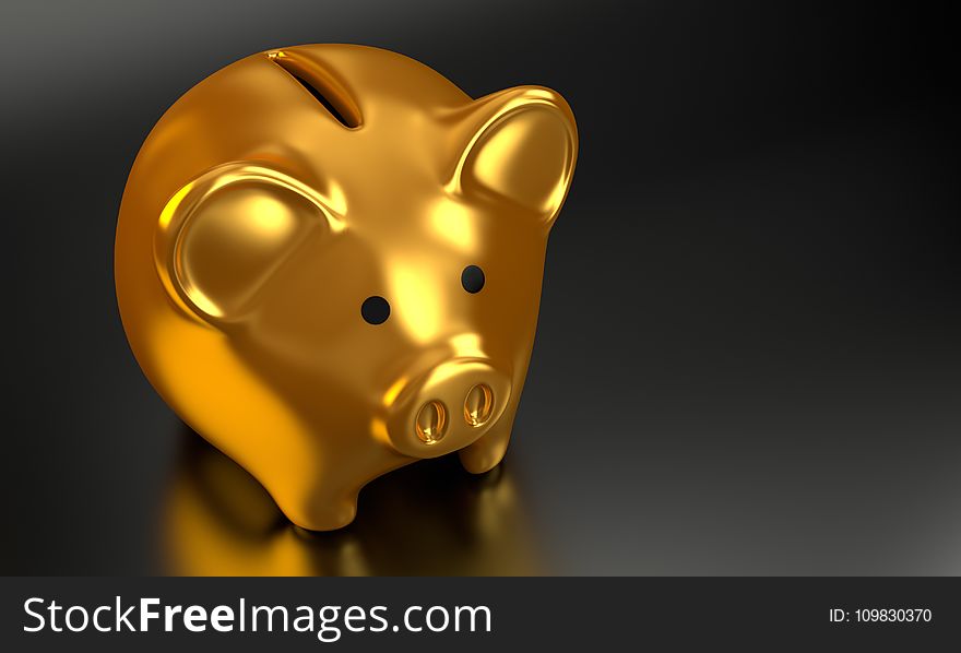 Yellow, Head, Piggy Bank, Gold