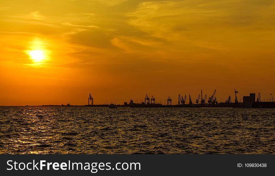 Horizon, Sky, Afterglow, Sunset