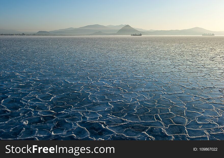 Pattern On The Ice Of The Frozen Sea.
