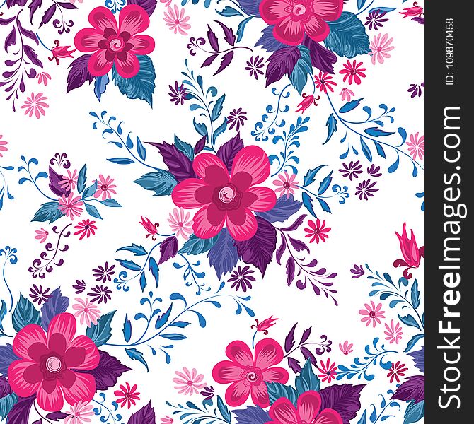 Floral Seamless Pattern. Abstract Ornamental Flowers. Flourish Ditsy Print