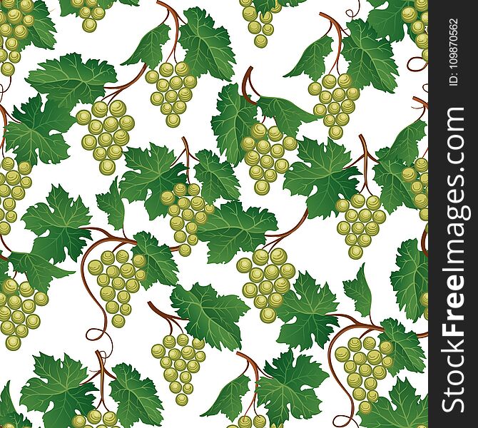 Grape branch seamless pattern. Wine yard natural fruits. Food background. Grape branch seamless pattern. Wine yard natural fruits. Food background.