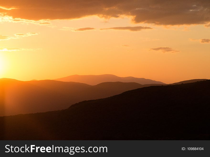 Silhouette of Mountains during Daytime