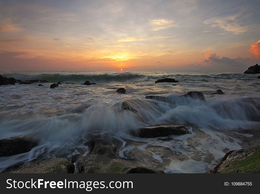 Beach, Clouds, Dawn