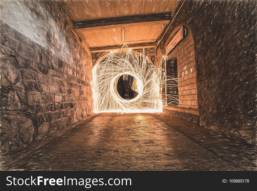 Sparks in Tunnel during Daytime in Time Lapse Photography