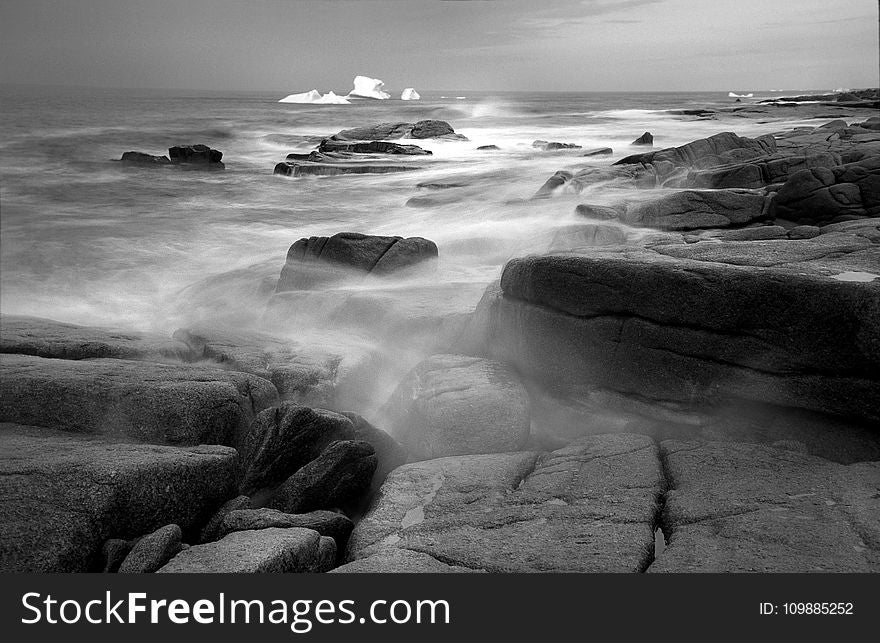 Grayscale Photography of Seashore