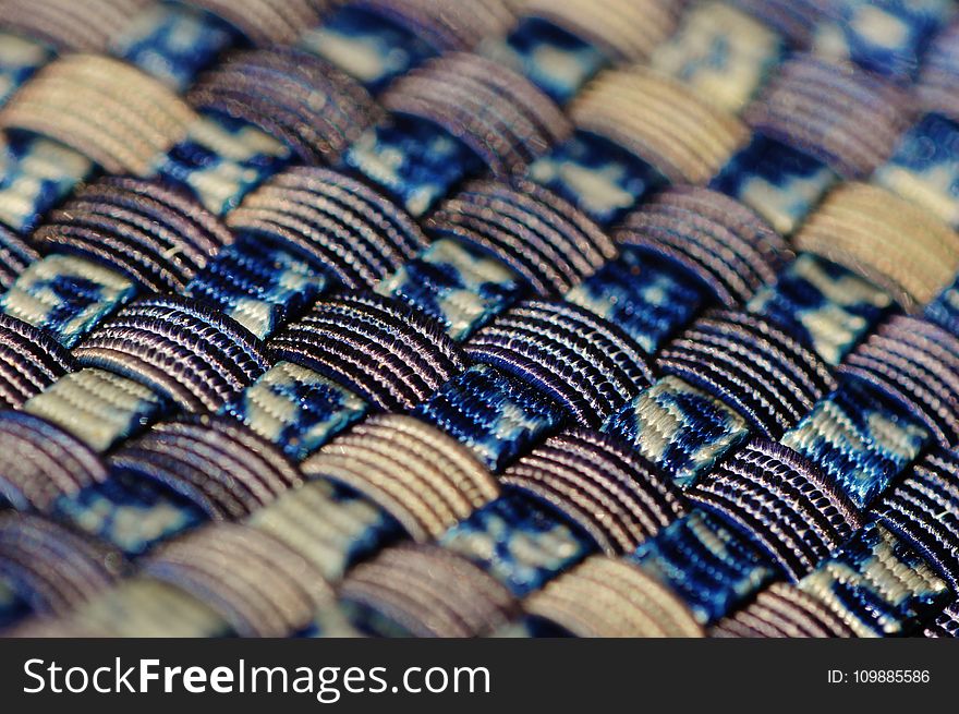 Blue Black and Gold Woven Textile