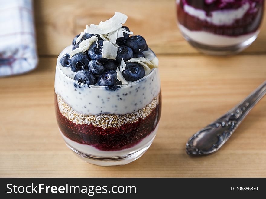 Blueberry In Clear Drinking Glass