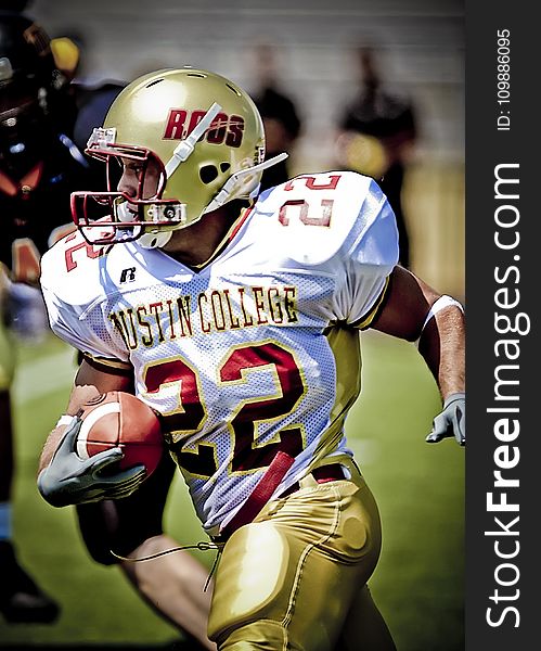 Man In White And Red Austin College 22 Football Jersey During Daytime