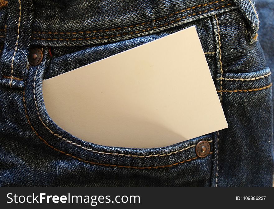 White Card On Gray Denim Pants Pouch