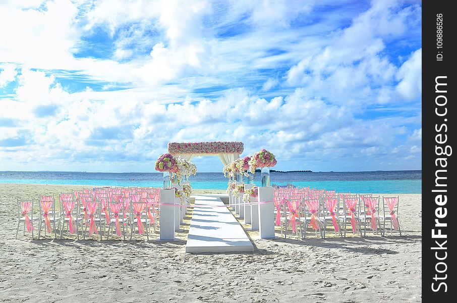 Beach, Chairs, Clouds