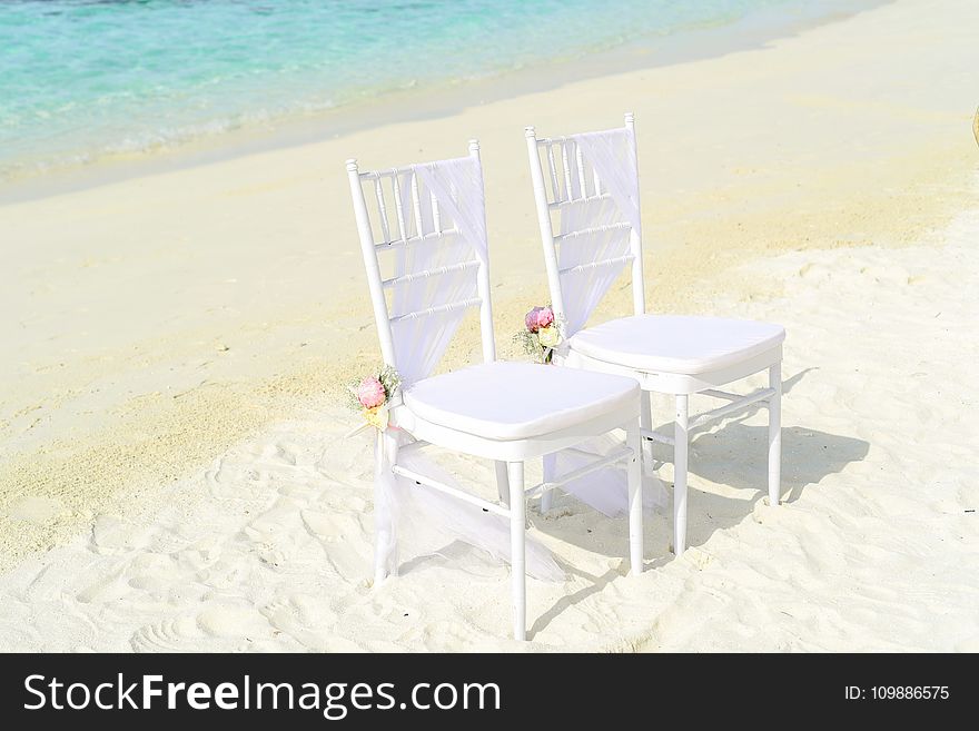 Beach, Chairs, Flowers