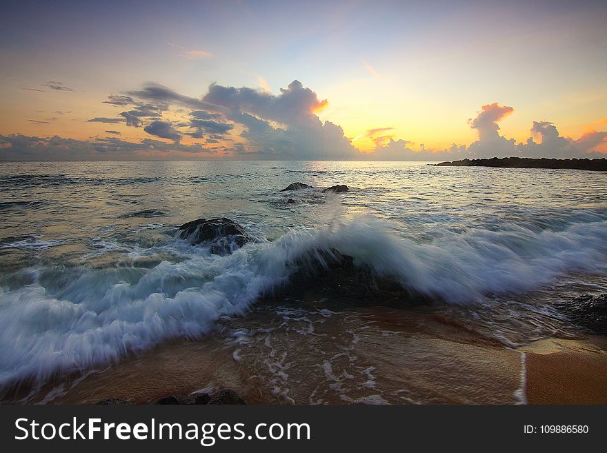 Beach, Clouds, Dawn