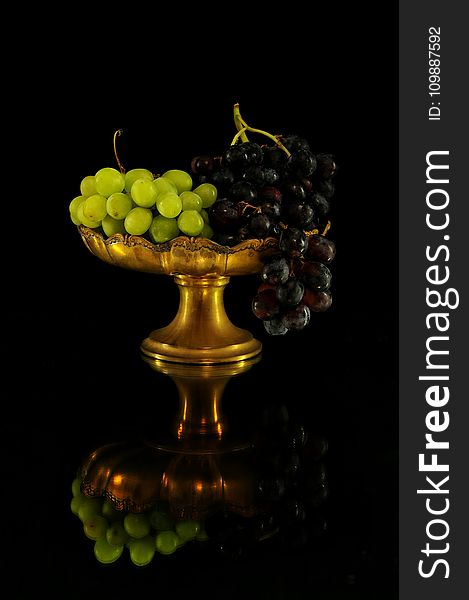 Grapes on Brass Footed Bowl
