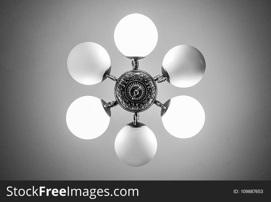 Worm&#x27;s Eye View of White and Silver Ceiling Light
