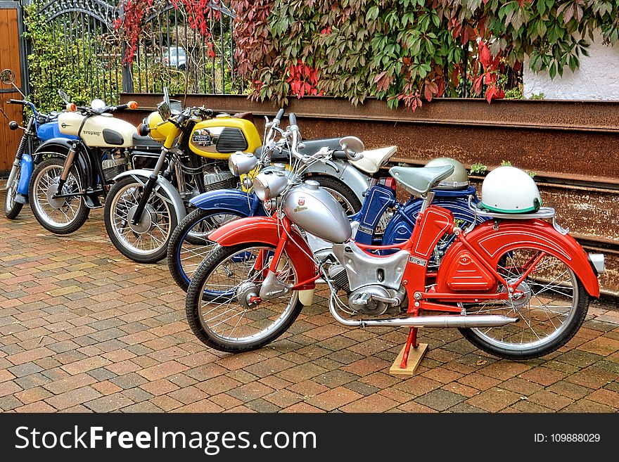 Grey and Orange Motorcycle Parked