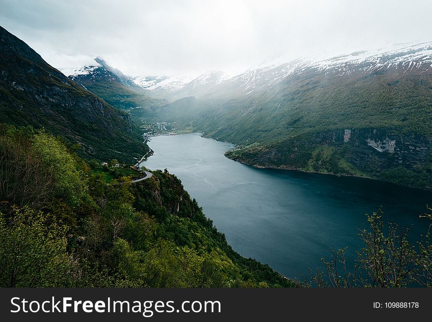 Body Of Water Between Mountain Formation