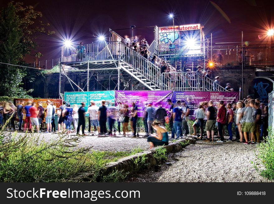 Crowd, Dark, Evening