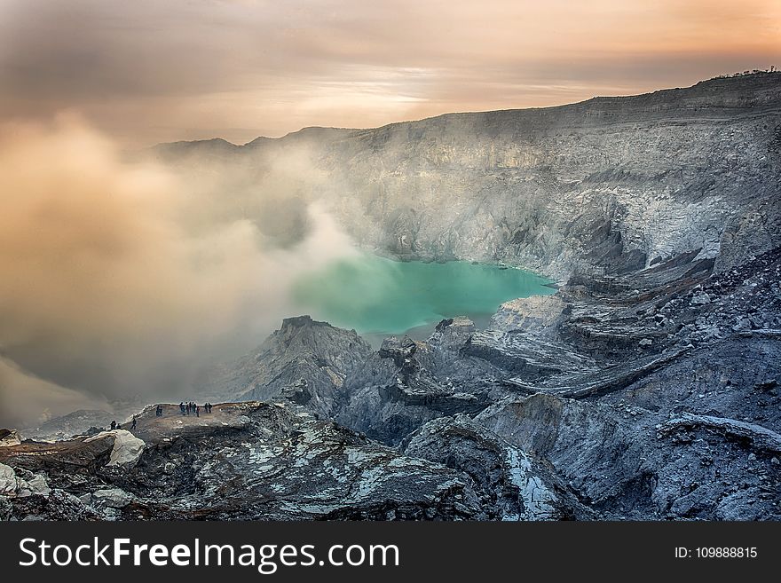 Crater, Fog, Lake