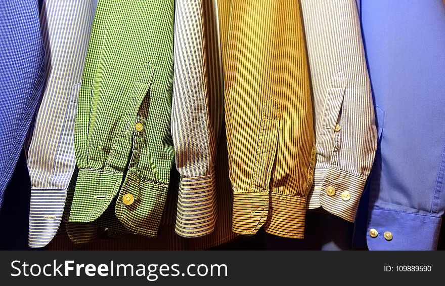 Close-up Of Clothes Hanging On Fabric