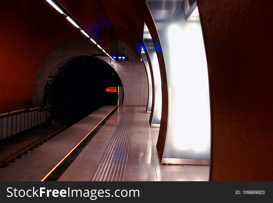 Illuminated Railroad Station Platform