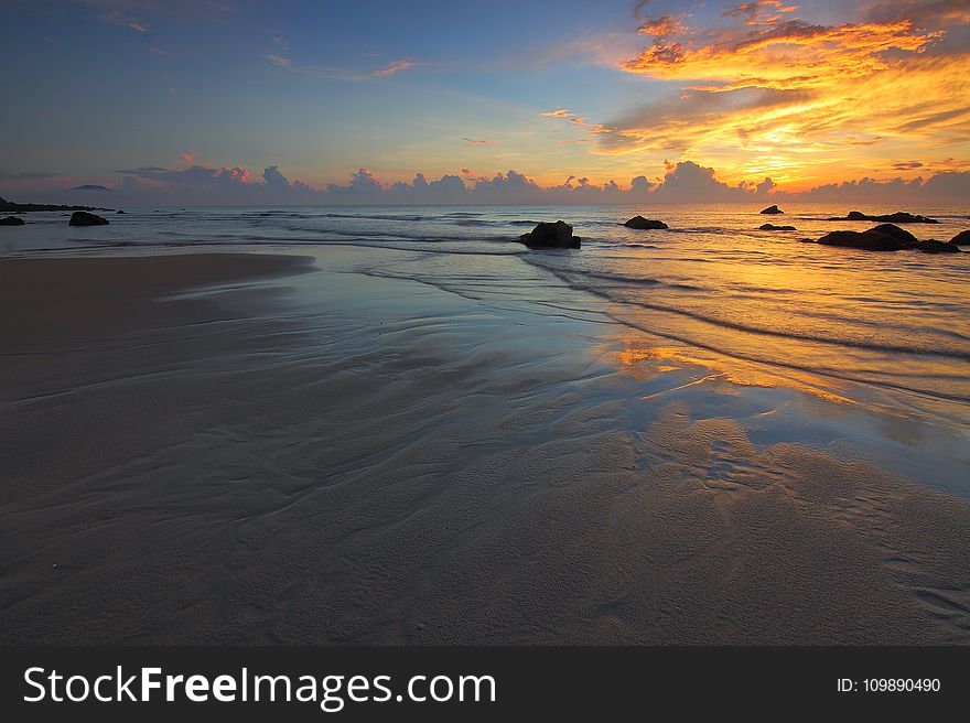 Beach, Clouds, Dawn