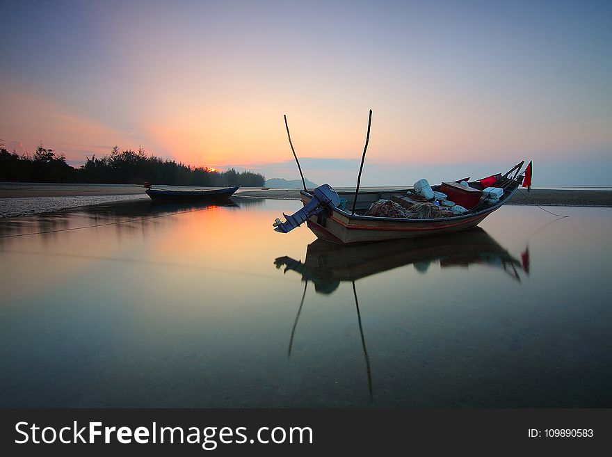 Beach, Boats, Clouds