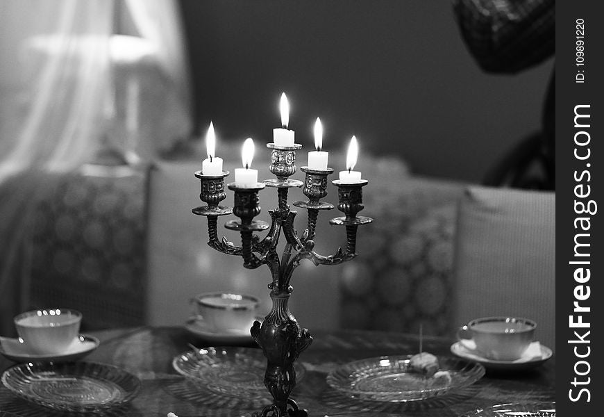 Black-and-white, Candlelight, Candles