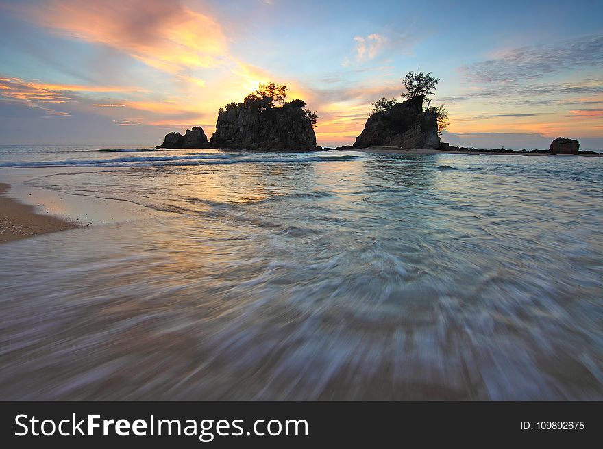 Beach, Clouds, Dawn