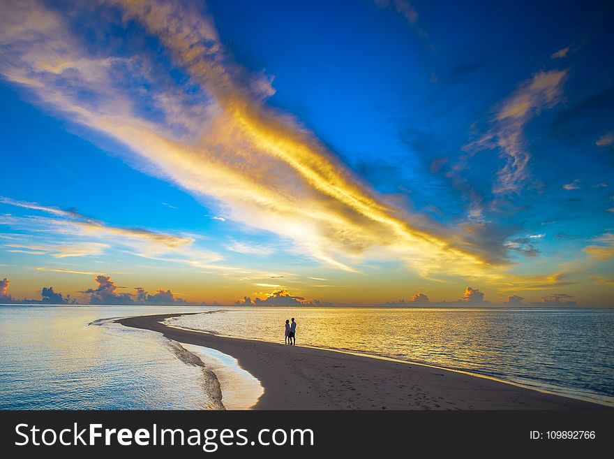 View Of Beach At Sunset